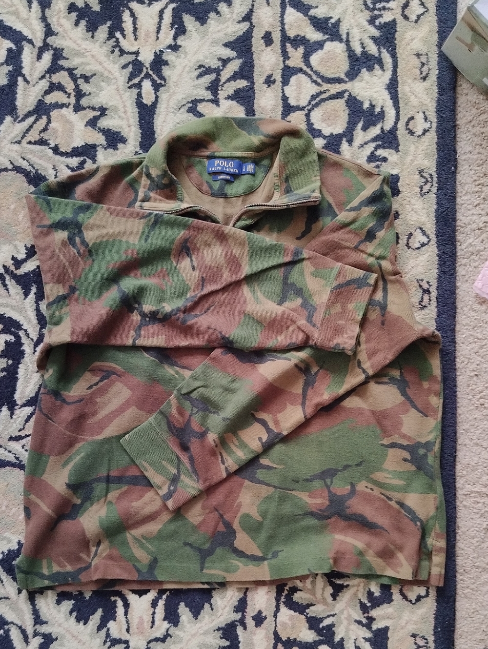 Ralph Lauren Camouflage Quarter-Zip Pullover - Green/Brown